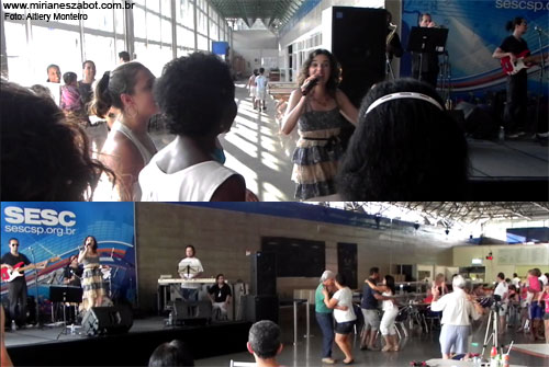 (Campinas 04/03/2012 &ndash; SESC Campinas) Show Gafieiras e Outras Verves - Mirian&ecirc;s Zabot e Banda (BAILE DE GAFIEIRA). Felipe Siles (piano), Jabes Felipe (bateria), Gustavo Sato (baixo), Vagner Luiz (saxofone) e Fernando Sirino (trompete). Hair Stylists: Mauro de Oliveira. Fotos: Altiery Monteiro. Realiza&ccedil;&atilde;o: Sesc SP. Produ&ccedil;&atilde;o: Am&aacute;lgama Cultural Ltda.